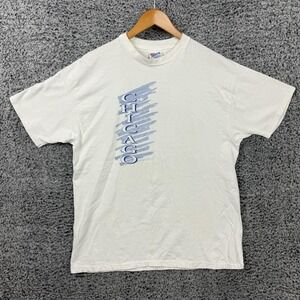 Vintage '94 Chicago Skyline Shirt Mens XL White Graphic Tee Hanes 90s USA